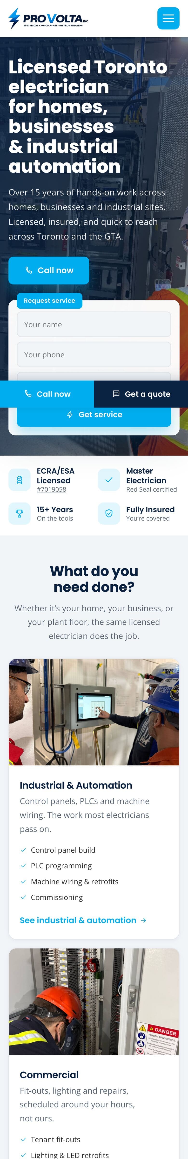provolta.ca, the website we built for Provolta Electric.